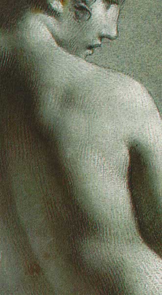 Pierre-Paul Prud'hon detail --Academie de femme debout Charcoal, heightened with white chalk on blue paper